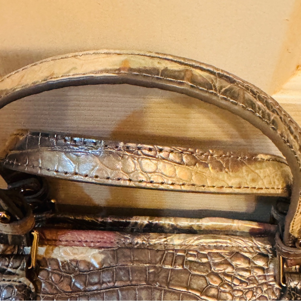 RARE COLOR! Brahmin Genuine Leather Croc Embossed Mini Asher in Muse Melbourne! - Picture 7 of 16